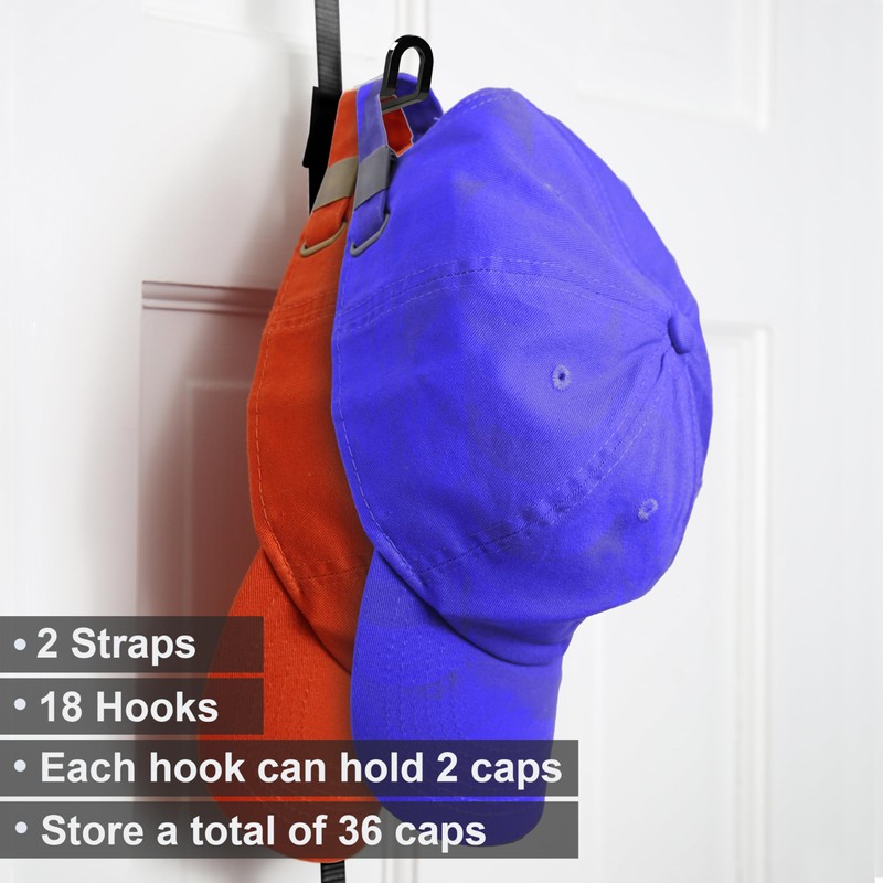 Perfect Curve CapRack | Over-The-Door Hat Organizer for Baseball Caps