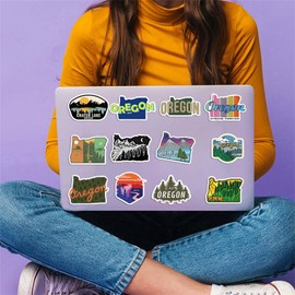 Oregon Travel Stickers, 50PCS Oregon Graffiti Pack Waterproof Vinyl Decals for Water Bottles Cup Laptop Mobile Phone Skateboard Outdoor Travel (Green)