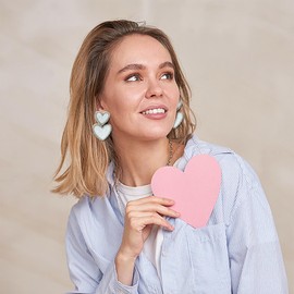 Boho Beaded Earrings Statement Heart Shaped Earrings Handwoven Drop Earrings for Women Gift, Alloy Steel, No Gemstone