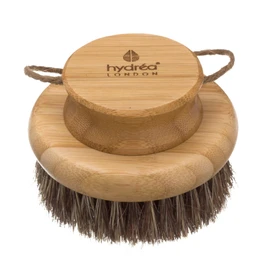 Hydréa London Round Natural Body Brush With Mane/Cactus Bristle for Dry Brushing to Exfoliate, Remove Dead Skin, Cellulite and Aid Lymphatic Drainage.