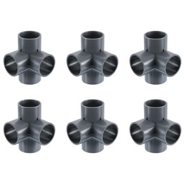 sourcing map 1-1/4" PVC Fittings, 6 Pcs 4 Way Elbow Connector Elbow PVC Furniture Fittings Corner Fitting for Water Supplies PVC Furniture DIY Shelf Greenhouse Tent Connection, Grey