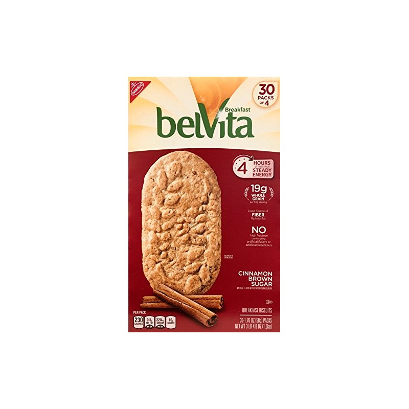 Belvita Brown Sugar Biscuits 1.76 oz 30 -Count Pack, cinnamon,