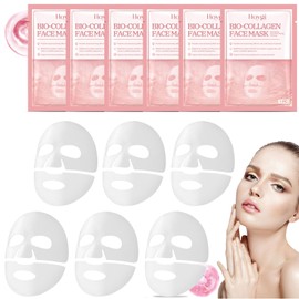 6 Stück Kollagen Maske Gesicht - Bio Collagen Mask Overnight - Feuchtigkeitsspendende Gesichtsmaske - Anti Falten Kollagenmaske - Hautpflege Masken Beauty - Glatte Frauen Haut Verbesserte Elastizität