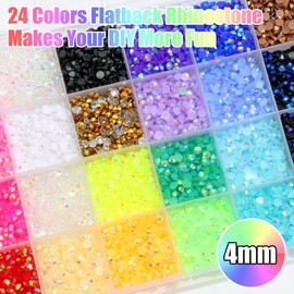 RODAKY 30000PCS Resin Jelly Rhinestone 4mm Flatback Crystal Gems AB Color Rhinestones Bedazzling Kit with 2PCS 10ml B7000 Jewelry Glue Tweezers Pen Making Kit for DIY Craft Clothing Shoes Nail Decor