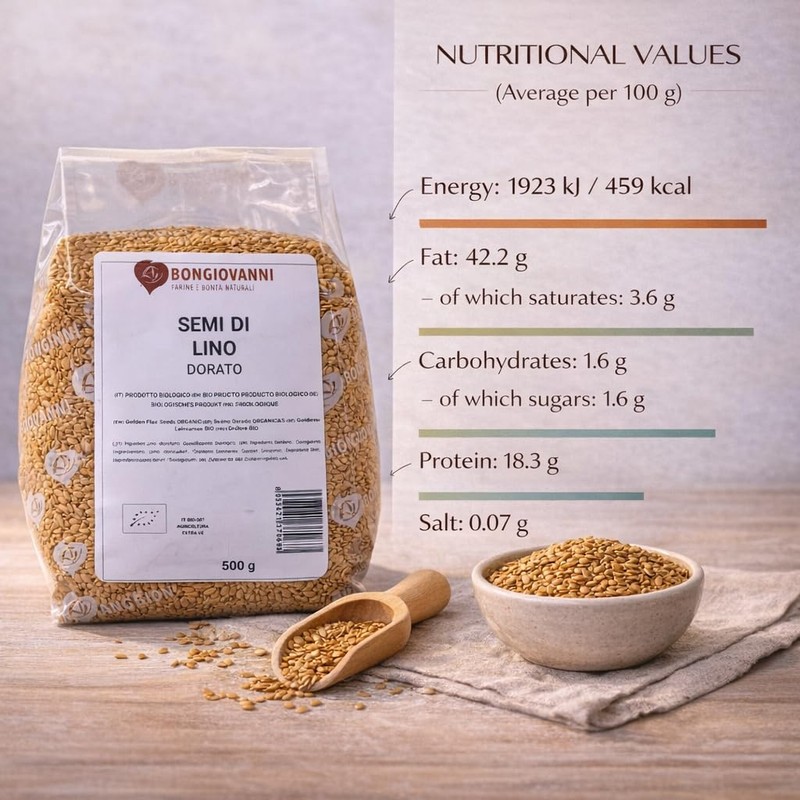 BONGIOVANNI FARINE E BONTA' NATURALI Semi di Lino Dorati 500g
