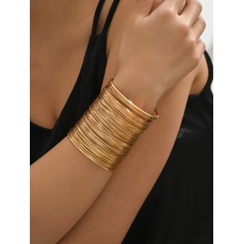 Arm Cuff Layered Bracelet Adjustable Upper Arm Cuff Bangle Gold Jewelry Gifts for Women Boho Summer Beach Essentials