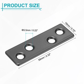 sourcing map 10 Set Mending Plate Metal Flat Bracket Straight Brace Fixing Joining Plate for Wood with Screws, Black, 2.32"x0.75"