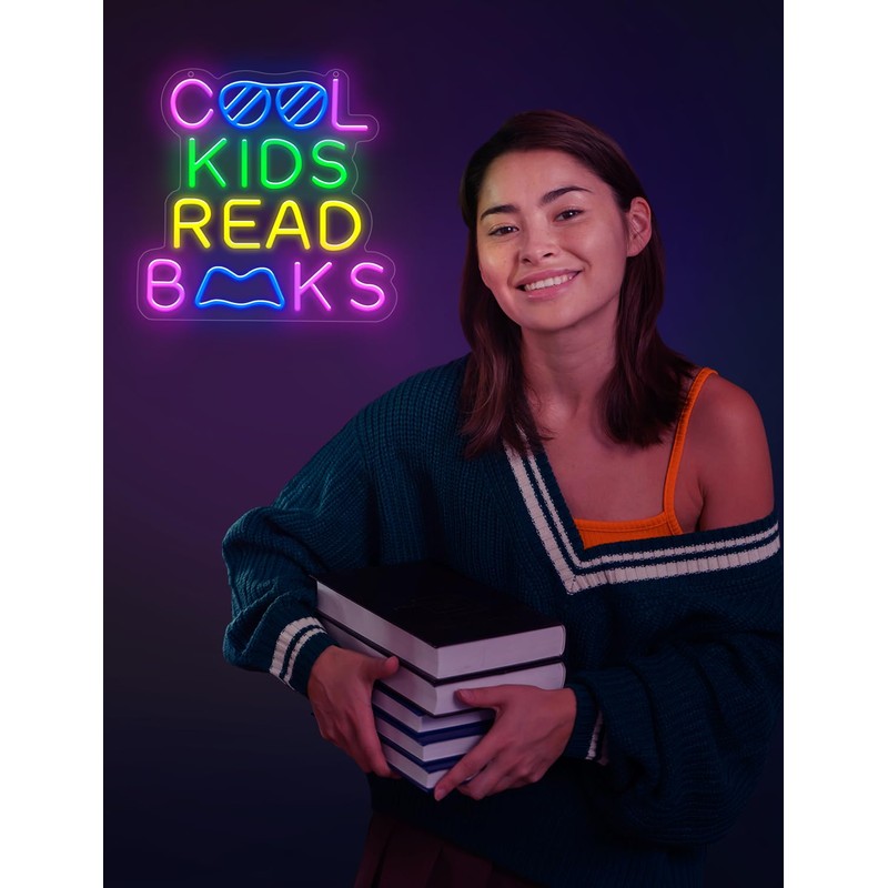 Lumoonosity Cool Kids Read Books Neon Sign - Reading Neon