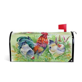 ALAZA WOOR Chicken and Rooster in The Grass Vintage Magnetic Mailbox Cover MailWraps Garden Yard Home Decor for Outside Standard Size-18"x 20.8"