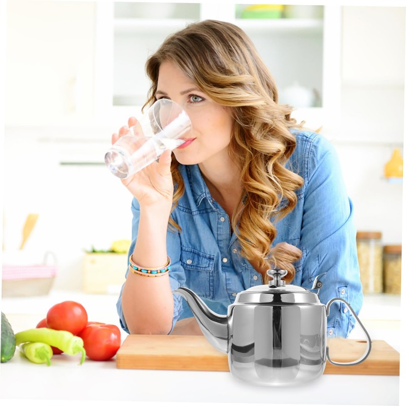 OHPHCALL 1pc Stainless Steel Strainer Kettle Tea Pot with Automatic