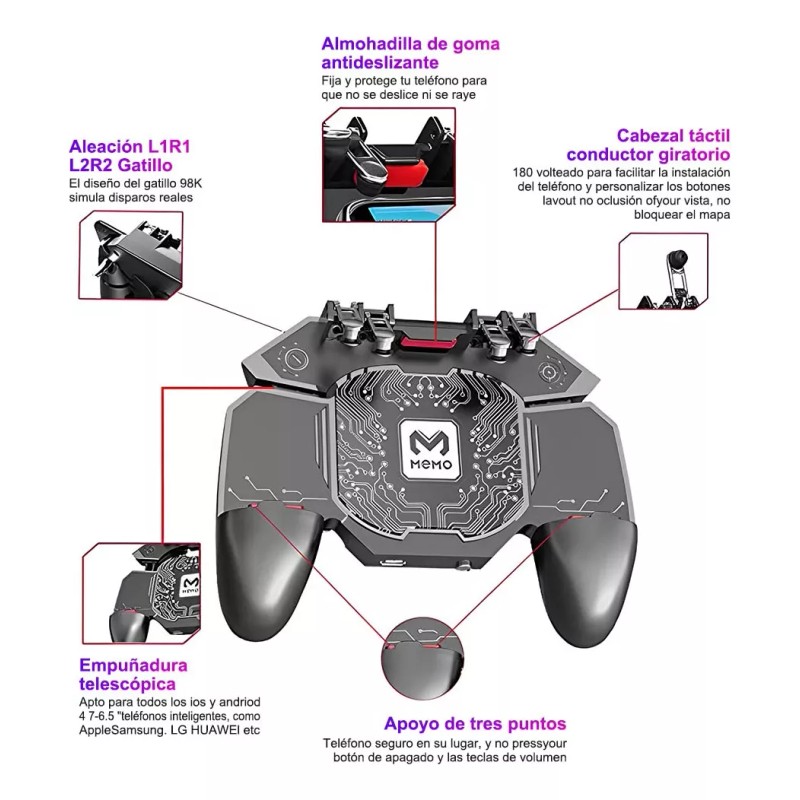 Mecajota Gamepad Con Ventilador De Refrigeración Viene Con 4 Gatillos