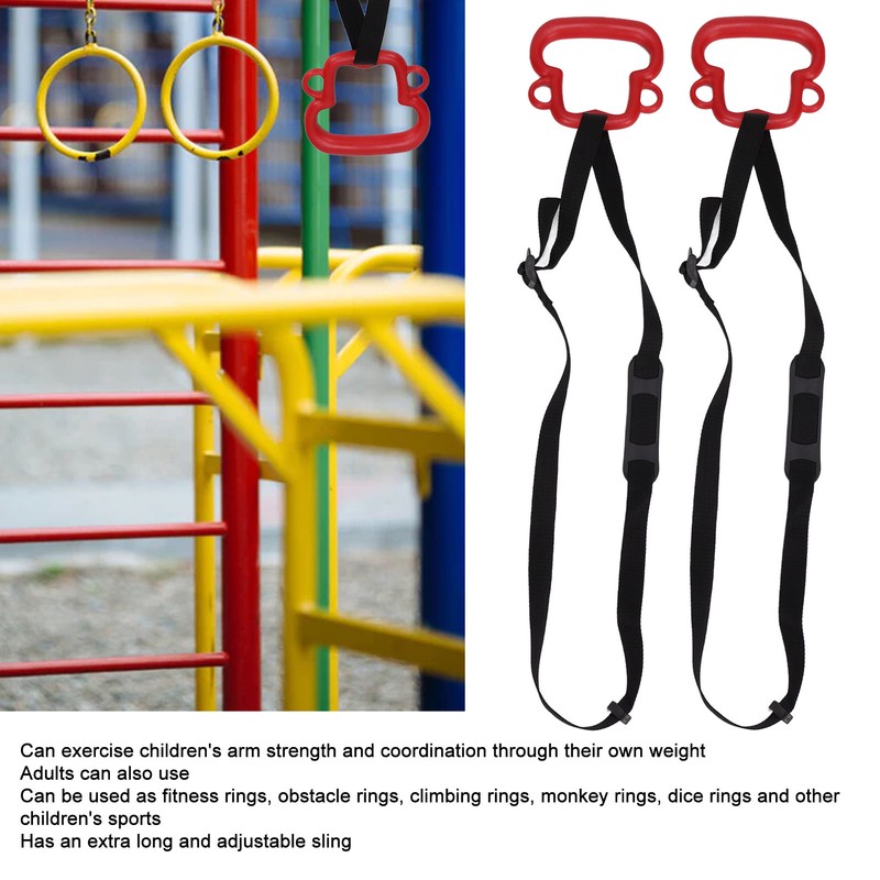2Pcs Kids Gymnastic Rings Monkey Shape Load Bearing 150KG Ergonomic