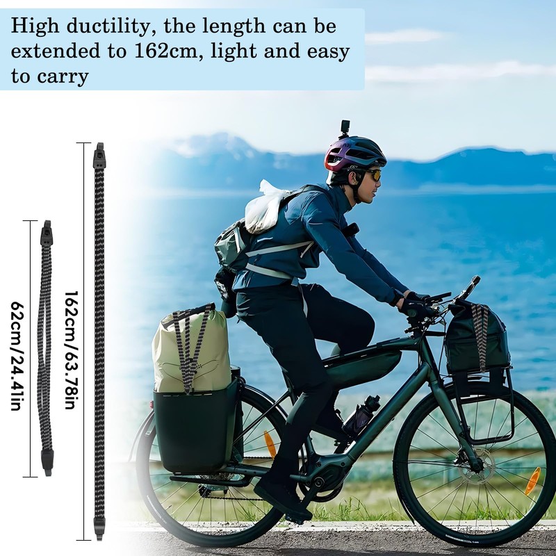 Realjoy 6 Pcs Elastic Bike Strap, Three-in-one Bungee Cords with