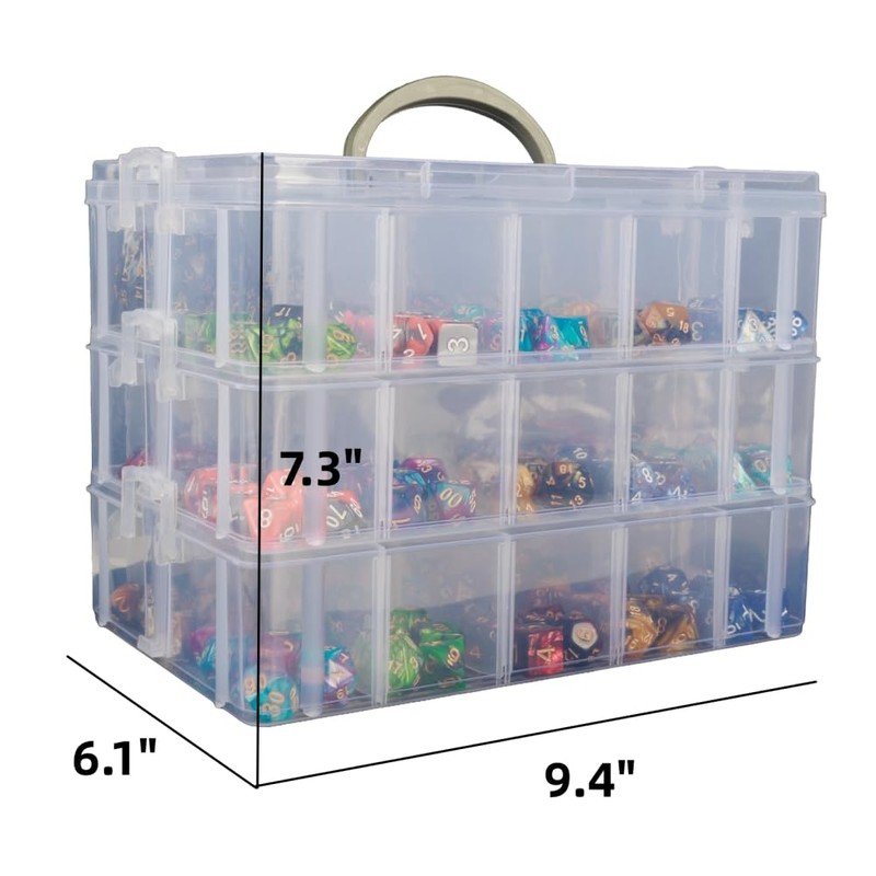 PUGED DND Dice Storage Box with Removable Dividers Polyhedral Dice