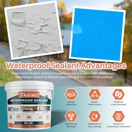 Tkaimy Waterproof Sealant 175 oz, Blue, Stop Leaks, Polyurethane Waterproof Coating for Gutters, RV, Campers, Roof Repair, Skylights, Pools, and More, Indoor & Outdoor Water Proof Sealant Coating