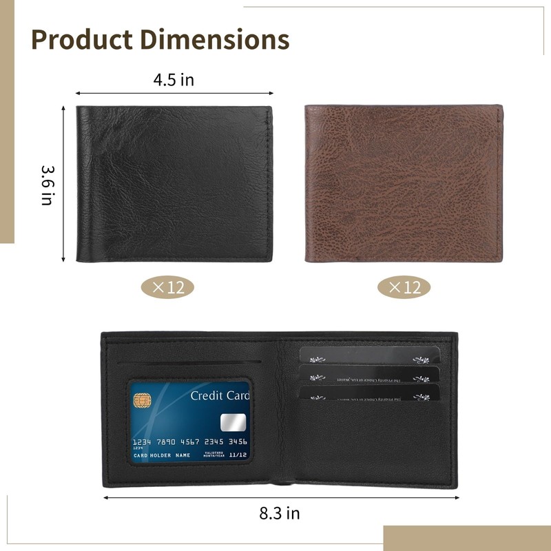 OMISTAR 24 Pcs Leather Wallets for Men, Men's PU Leather