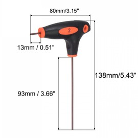 TA-VIGOR 2 Pieces 2mm T-Handle Hex Wrench, Double End T-bar Metric Allen Wrench, S2 Steel for Bicycles, Furniture and Mechanical Repair