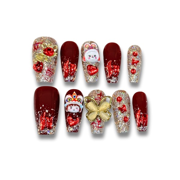 Yabonica 1000 Times Reusable Press On False Nails Square, Handmade