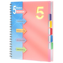 CAGIE A4 Notebook with Index, Lined Spiral Bound, 220 Sheets (110 Pages), Small Spiral Notepad with Index for Work, Office, School, College Essentials, Pink, 21.8 x 28.5 cm