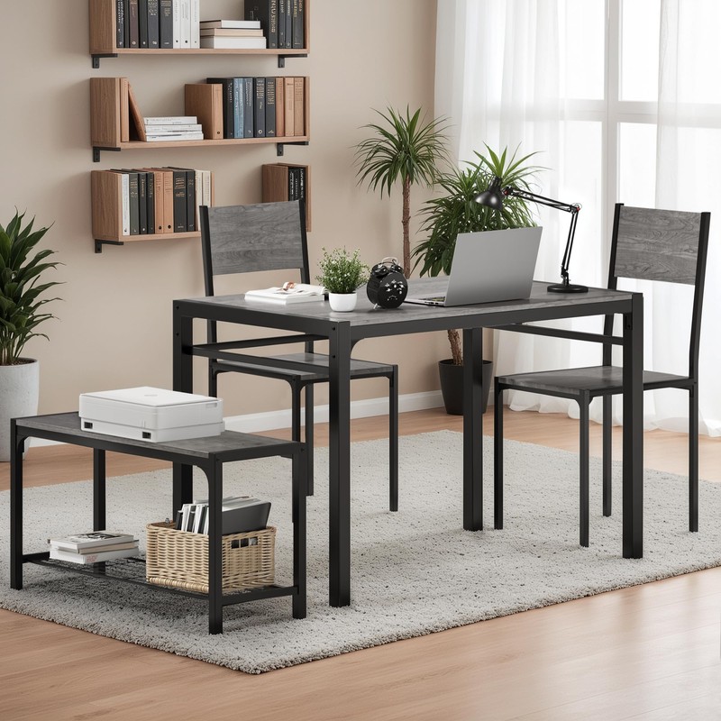 Furmax Dining Table Set for 4, Modern Kitchen Table Bench