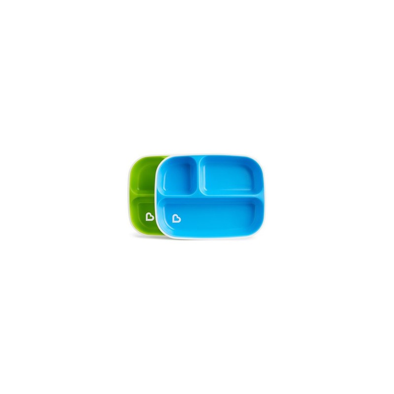 Munchkin Splash 2 Divided Plates with Grip Green/Blue (5019090124485)