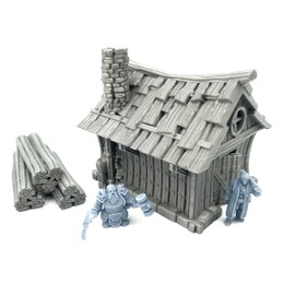 QP3D - Dwarf's Hut House - Fantasy Battle Building Terrain Scenery for Tabletop & RPG 28-32mm Miniatures Wargame Props DnD D&D, 3D Printed and Paintable