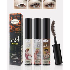 White Black Brown Volumizing Mascara - 3 Pcs Waterproof Colored Mascara for Eyelashes, Fiber Voluminous Lengthening Mascara Smudge-Proof, Curling, Volume and lengthen Color Mascara Eye Makeup Party Stage Use - 01+02+04