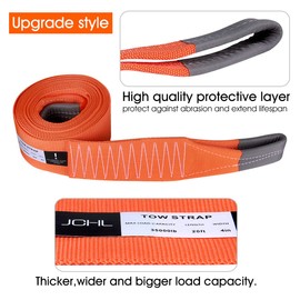 JCHL Recovery Tow Strap Heavy Duty Draw String 4" x20ft 35000LBS (18TON) Rated Capacity Off Road Towing Rope Reinforced Loops Storage Bag Emergency Tow