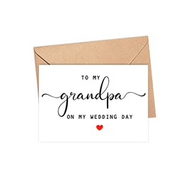 DiandDesignGift To My Grandpa On My Wedding Day Card - Wedding Day Card - Family Of The Bride Or Groom Cards - Wedding Party Card - Calligraphy Card Grandpa Wedding Day - Thank You Wedding Card