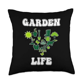 Garden Life Plant Rake Watering Garden Flowers Pot Gardener Throw Pillow