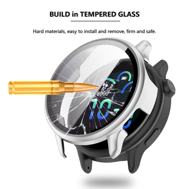 [2-Pack] Case with Tempered Glass Screen Protector Compatible with Garmin