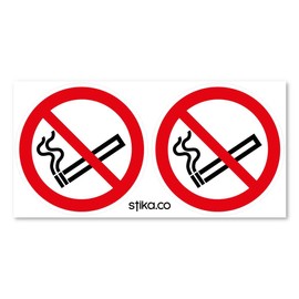 stika.co Ensure Smoke-Free Spaces: Pack of 2 Clear Vinyl No Smoking Sign Stickers (75mm) for Vehicles, Car, Van, Taxi, Coach, Lorry, Bus, Windows, and Shops