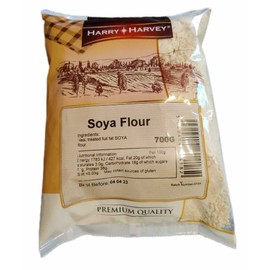 Soya Flour 700g, dried soy powder, Harry Harvey - High Protein, add nutrition to your cooking, heat treated, roasted, nutty flavour