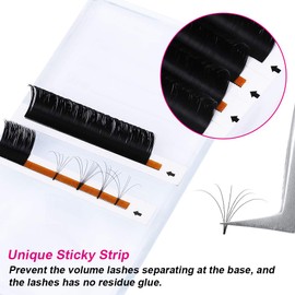 Eyelash Extension Easy Fan Volume Lashes 0.03-0.10mm C D DD L Curl 8-30mm Length Volume Lash Extensions Self Fanning Eyelash Extensions (0.03-D, 11-19mm Mix)