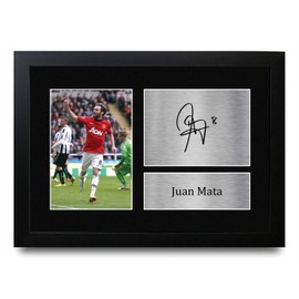 HWC Trading A4 FR Juan Mata Manchester United Printed Autograph for Fans and Fans A4 Framed