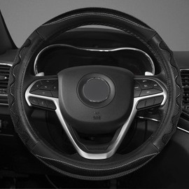 GIANT PANDA Steering Wheel Cover for Jeep Wrangler, Car Steering Wheel Cover for Jeep Grand Cherokee and Cherokee - Black
