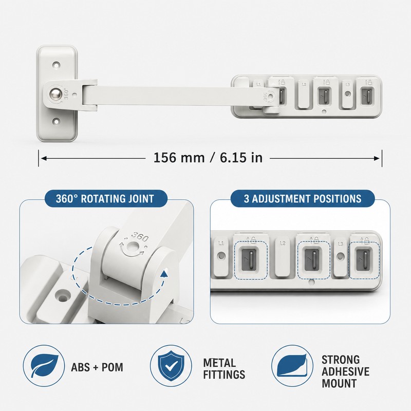 Adjustable Window Safety Lock, Multifunctional Child Door & Sliding Window