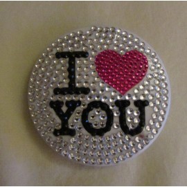 Sassy & Chic New Sassy & Chic White Plastic Compact Mirror Crystals I Heart You Perfect Gift