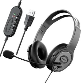 RETROGOO Call Center Headset Stereo Headphones with Noise Cancelling Microphone for Zoom Skype Office Call Center Home Podcast