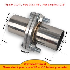 FGJQEFG Exhaust Flange Bolts Quick Fix Repair Pipe Kit w/Gasket & Hardware, 2.25'' Inch ID 3 Bolts T304 Stainless Steel Universal Flange Replacement Kit