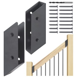 WOCEPU 37.5°Stair Angle Stainless Steel Deck Railing Brackets Connectors for 2"x4" (Actual 1.5"x3.5") Railing Wood Post (8 Pair)