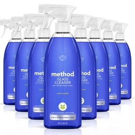 Method Glass Cleaner Spray, Mint, Ammonia Free Solution, Mirror & Window Cleaner - Great for Indoor & Outdoor Glass Surfaces, 28 oz Spray Bottles (Pack of 8)
