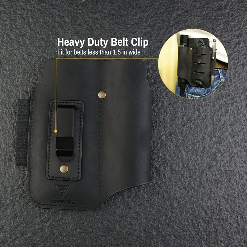 VIPERADE PJ15 Multitool Sheath for Belt, Leather Flashlight Holster, EDC
