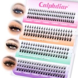 Bottom Lash Clusters DIY Eyelash Extensions 4 Styles Lower Lashes Wispy Bottom Individual Lashes 5-7mm Natural Thin Band Eyelash Clusters 195pcs for Bottom Lash Extension by calphdiar