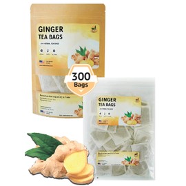 TeadreamTea Ginger Tea Bags - 300 Bleach-Free Tea Bags | Caffeine Free, Antioxidant, Calms Upset Stomach - Strengthen Immune System - Herbal Ginger Tea