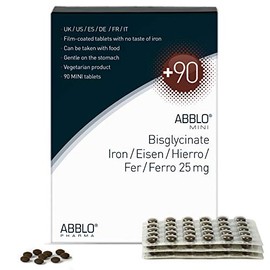 25mg. ABBLO Iron Bisglycinate is Very Gentle on The Stomach, and can be Taken with Food and Calcium Tablets.
