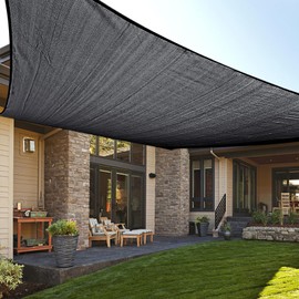 LOVE STORY Custom Size 10'x24' Graphite Grey Sun Shade Sail Rectangle UV Block Canopy Patio Sail Sunshades Fabric for Outdoor Garden Carport (We Make Custom Size)