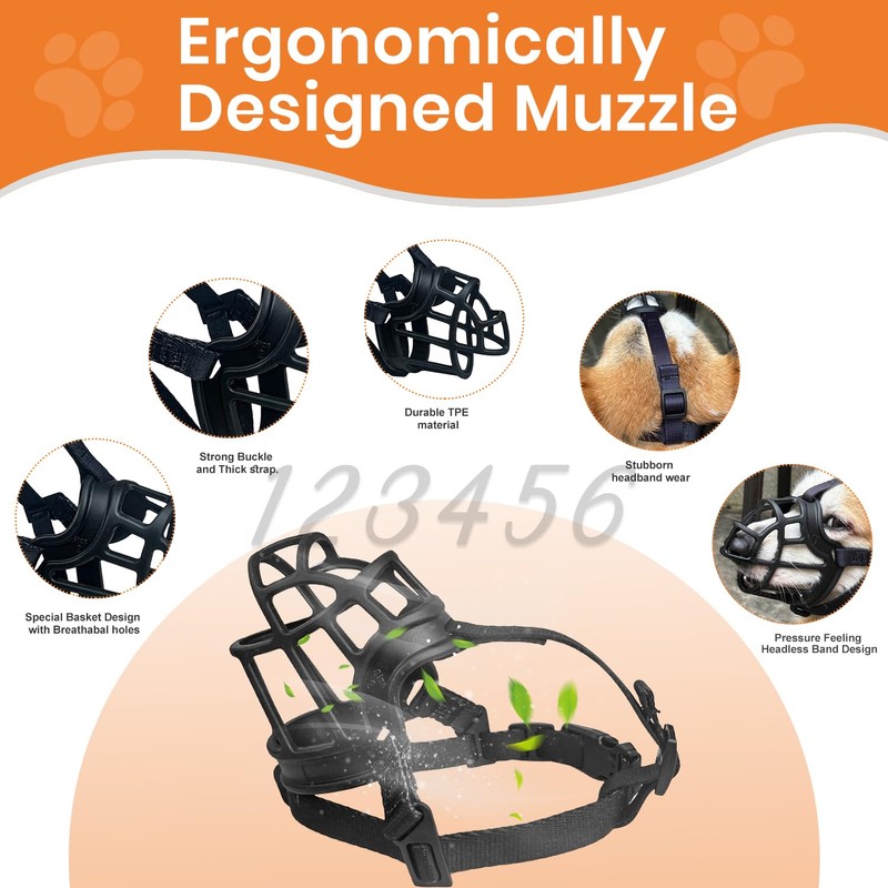 Dog Muzzle – Lightweight Breathable Basket Muzzle, Anti-Biting & Chewing,