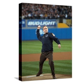 ART.COM Stretched Canvas Print President George W. Bush Throws the Ceremonial First Pitch at Yankee Stadium, 12" x 16"