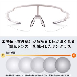 Rock Bros UV 400 Sports Sunglasses, Dimming Sunglasses, Road Bike, Cycling Goggles, Glasses, Transparent, Color Changing Dimming Sunglasses, For Driving, Bicycle, Eyewear, Golf, Running, multicolor (white / black)